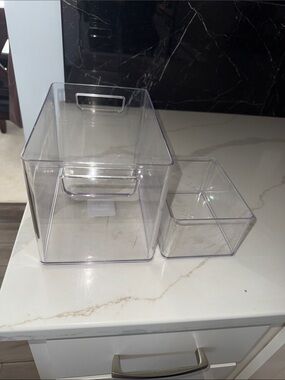 Clear Acrylic Storage Bins - Set of 2